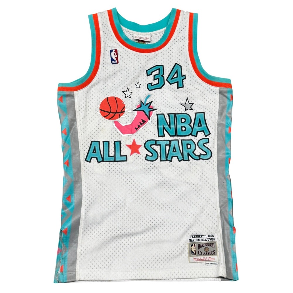 Size XS Mitchell & Ness Hakeem Olajuwon 1996 NBA All Star Jersey White Swingman